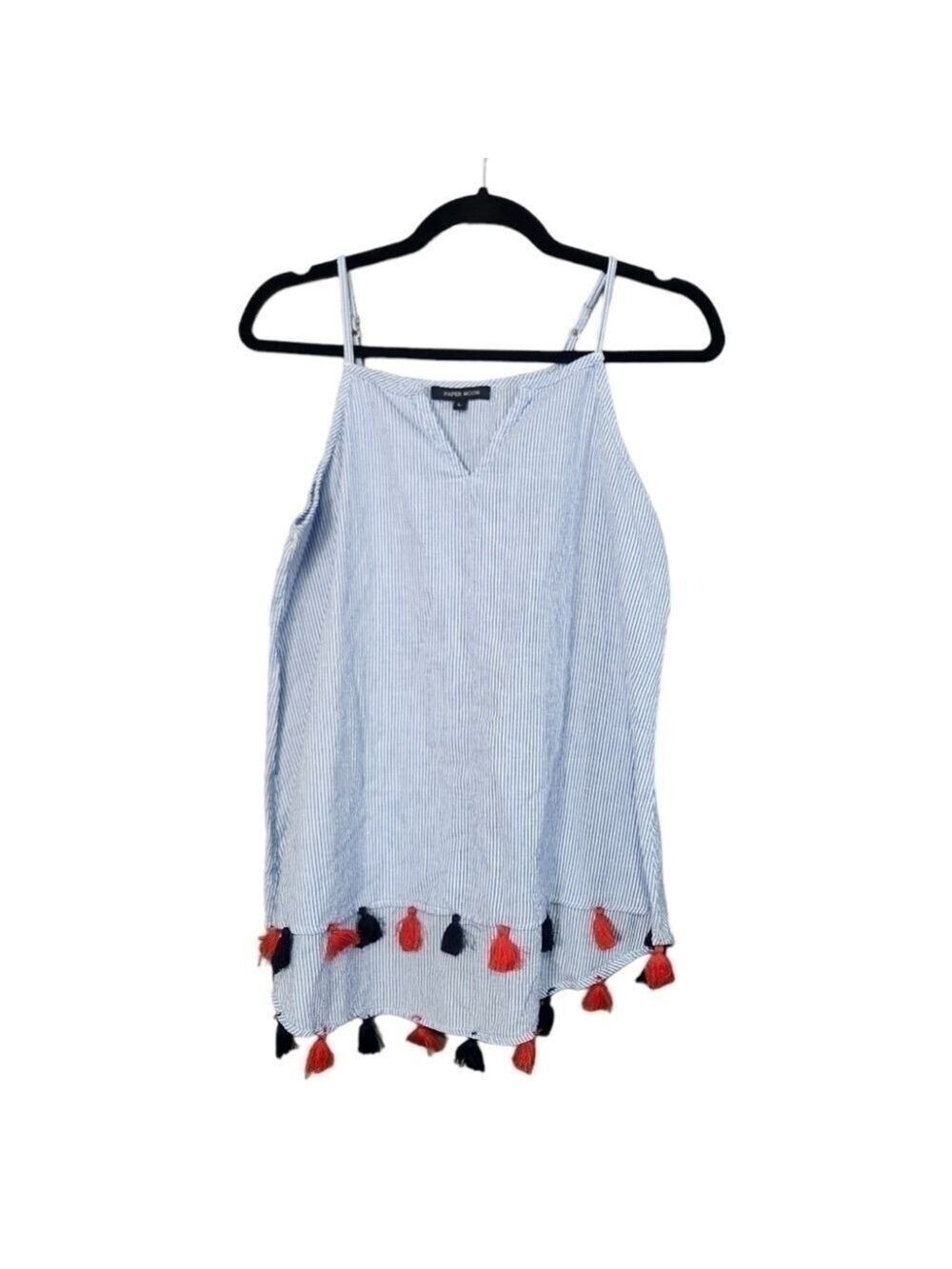 Papermoon Lightweight Cotton Summer Tank Tassle Accents Large